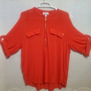 Calvin Klein Long sleeve Red shirt , with gold ornaments chest pockets XL